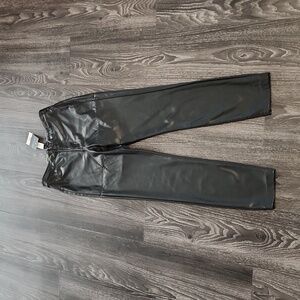 TOPSHOP Black Vegan Leather Highrise Cropped Leggings Size 4